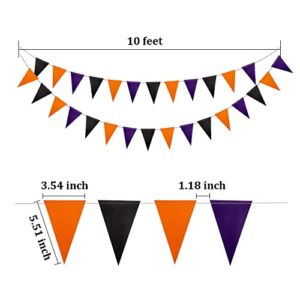 YSSAI 40Ft Halloween Pennant Banner Black Orange Purple Paper Triangle Flags Halloween Party Decorations Halloween Bunting Garland for Halloween Outdoor Indoor Hanging Decor 104 Flags