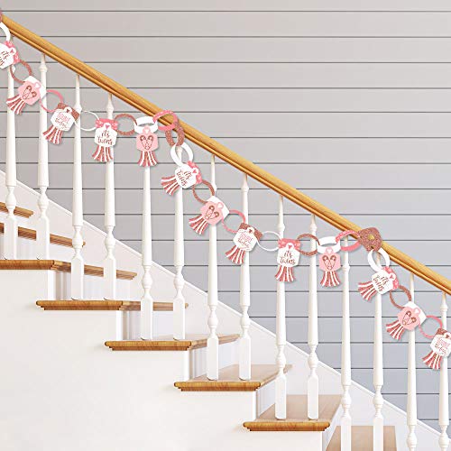 Big Dot of Happiness It’s Twin Girls - 90 Chain Links and 30 Paper Tassels Decoration Kit - Pink and Rose Gold Twins Baby Shower Paper Chains Garland - 21 feet