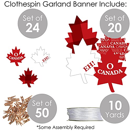 Big Dot of Happiness Canada Day - Canadian Party DIY Decorations - Clothespin Garland Banner - 44 Pieces