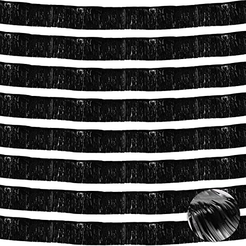 amoco 8 Packs Fringe Garland Foil Fringe Garland Tinsel Garland Matellic Wall Hanging Backdrop Tinsel Fringe Table Skirt Weddings, Parade Float, Birthday, Holiday, Christmas Party Decorations (Black)