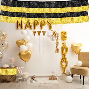 amoco 8 Packs Fringe Garland Foil Fringe Garland Tinsel Garland Matellic Wall Hanging Backdrop Tinsel Fringe Table Skirt Weddings, Parade Float, Birthday, Holiday, Christmas Party Decorations (Black)