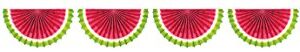 Amscan Watermelon Paper Fan Bunting Garland, 80", Multicolor, 1 Pc