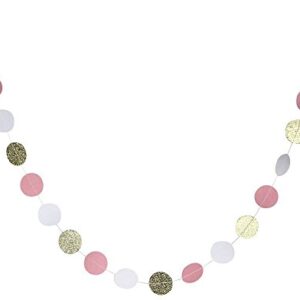 zorpia Paper Garland Gittler Circle Polka Dots Banner Birthday Nursery Party Decor Baby Shower, Pack of 5, Each 6.5 Feet Long (Pink White Gold) by Fascola