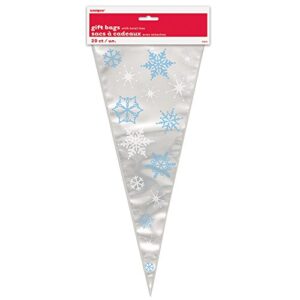unique snowflake winter cone cellophane bags | 15″ x 6.5″ | 20 pcs, multicolor