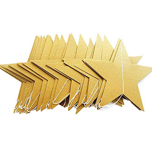 PAPABA 4m Long Paper Star Garland Star String Party Garland Banner for Wedding Birthday Party Baby Shower Decor Gold