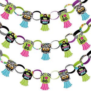 big dot of happiness 80’s retro – 90 chain links and 30 paper tassels decoration kit – totally 1980s party paper chains garland – 21 feet