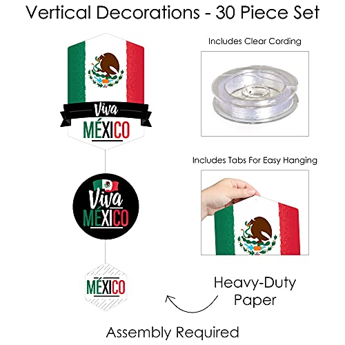 Big Dot of Happiness Viva Mexico - Mexican Independence Day Party DIY Dangler Backdrop - Hanging Vertical Decorations - 30 Pieces