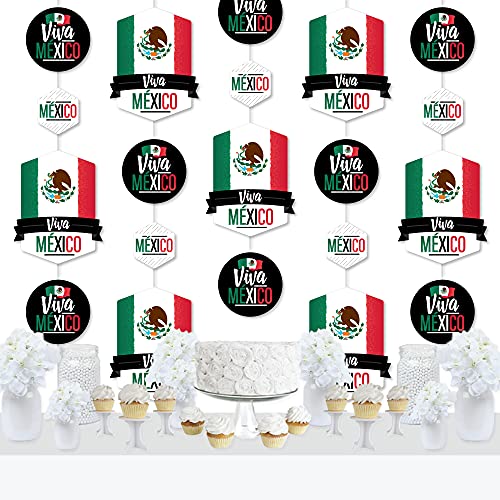 Big Dot of Happiness Viva Mexico - Mexican Independence Day Party DIY Dangler Backdrop - Hanging Vertical Decorations - 30 Pieces