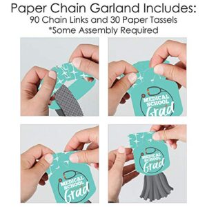 Big Dot of Happiness Medical School Grad - 90 Chain Links and 30 Paper Tassels Decoration Kit - Doctor Graduation Party Paper Chains Garland - 21 feet