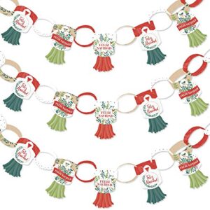 big dot of happiness feliz navidad – 90 chain links and 30 paper tassels decoration kit – holiday and spanish christmas party paper chains garland – 21 feet