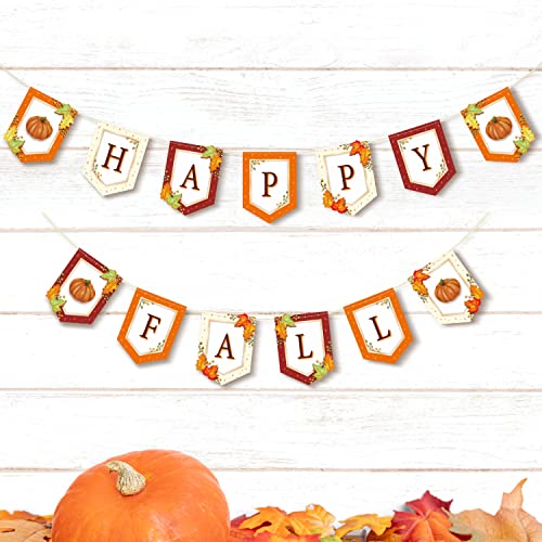 Happy Fall Banner Set for Autumn Party Decoration Fall Harvest Celebration Decor Thanksgiving Hanging Garland for Birthday Baby Shower Wedding Party Supplies