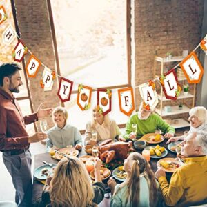 Happy Fall Banner Set for Autumn Party Decoration Fall Harvest Celebration Decor Thanksgiving Hanging Garland for Birthday Baby Shower Wedding Party Supplies