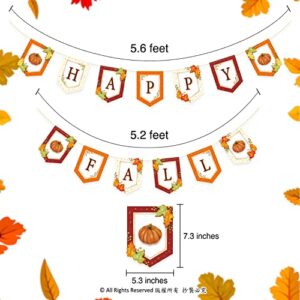 Happy Fall Banner Set for Autumn Party Decoration Fall Harvest Celebration Decor Thanksgiving Hanging Garland for Birthday Baby Shower Wedding Party Supplies