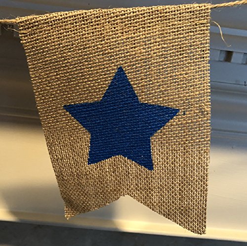 USA Burlap Patriotic Banner Bunting - 4th of July Party Decoration - Memorial Day Burlap Celebration Supplies - Honor Military Veterans Day Garland by Jolly Jon