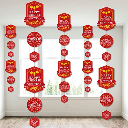 Big Dot of Happiness Chinese New Year - Lunar New Year DIY Dangler Backdrop - Hanging Vertical Decorations - 30 Pieces