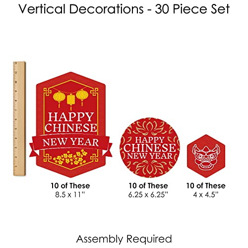 Big Dot of Happiness Chinese New Year - Lunar New Year DIY Dangler Backdrop - Hanging Vertical Decorations - 30 Pieces