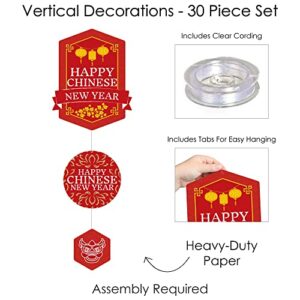 Big Dot of Happiness Chinese New Year - Lunar New Year DIY Dangler Backdrop - Hanging Vertical Decorations - 30 Pieces