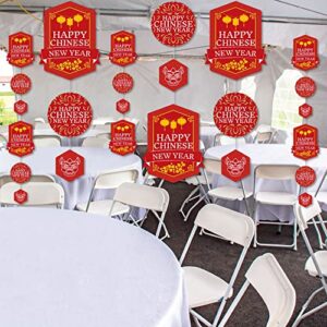 Big Dot of Happiness Chinese New Year - Lunar New Year DIY Dangler Backdrop - Hanging Vertical Decorations - 30 Pieces