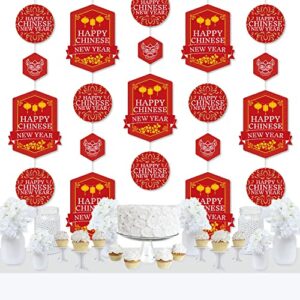 Big Dot of Happiness Chinese New Year - Lunar New Year DIY Dangler Backdrop - Hanging Vertical Decorations - 30 Pieces