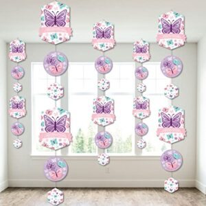 big dot of happiness beautiful butterfly – floral baby shower or birthday diy dangler backdrop – hanging vertical decorations – 30 pieces