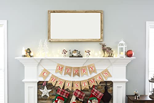 Merry Christmas Snowflake Burlap Banner - Ready to Hang Holiday Decor - Festive Christmas Seasonal Winter Decoration - Xmas Party Photo Prop Decorations - Rustic Bunting Garland by Jolly Jon