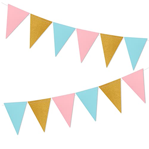 Blue Pink Gold Party-Decorations Gender-Reveal - 52Ft Paper Streamers 17FT Paper Banner Garland Hanging Decor Birthday Ideas Event Party Supplies