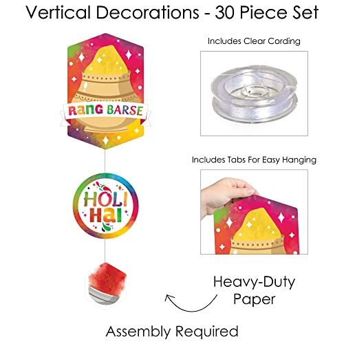 Big Dot of Happiness Holi Hai - Festival of Colors Party DIY Dangler Backdrop - Hanging Vertical Decorations - 30 Pieces