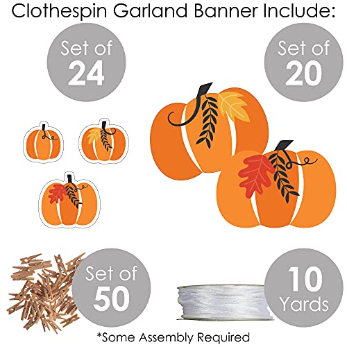 Big Dot of Happiness Fall Pumpkin - Halloween or Thanksgiving Party DIY Decorations - Clothespin Garland Banner - 44 Pieces