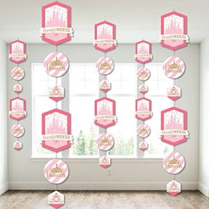 big dot of happiness little princess crown – pink and gold princess baby shower or birthday party diy dangler backdrop – hanging vertical decorations – 30 pieces