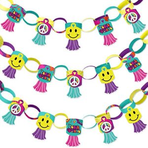 big dot of happiness 60’s hippie – 90 chain links and 30 paper tassels decoration kit – 1960s groovy party paper chains garland – 21 feet