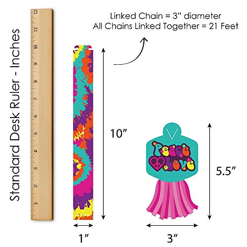 Big Dot of Happiness 60’s Hippie - 90 Chain Links and 30 Paper Tassels Decoration Kit - 1960s Groovy Party Paper Chains Garland - 21 feet