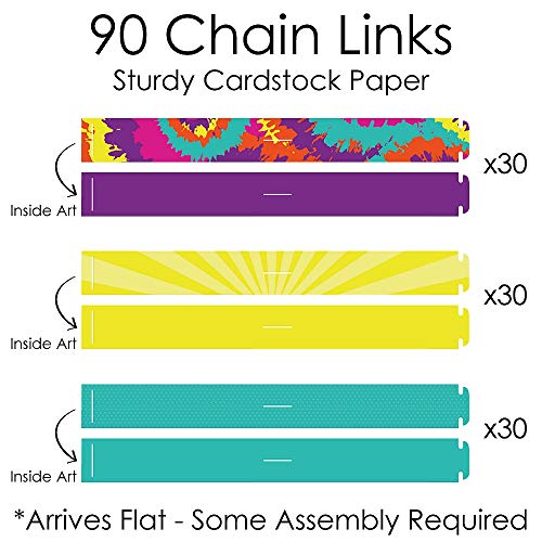 Big Dot of Happiness 60’s Hippie - 90 Chain Links and 30 Paper Tassels Decoration Kit - 1960s Groovy Party Paper Chains Garland - 21 feet