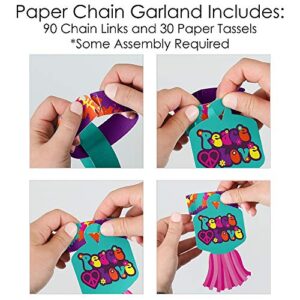 Big Dot of Happiness 60’s Hippie - 90 Chain Links and 30 Paper Tassels Decoration Kit - 1960s Groovy Party Paper Chains Garland - 21 feet