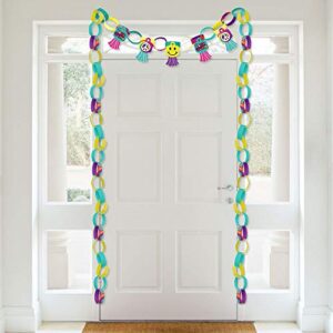 Big Dot of Happiness 60’s Hippie - 90 Chain Links and 30 Paper Tassels Decoration Kit - 1960s Groovy Party Paper Chains Garland - 21 feet