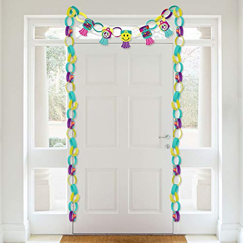 Big Dot of Happiness 60’s Hippie - 90 Chain Links and 30 Paper Tassels Decoration Kit - 1960s Groovy Party Paper Chains Garland - 21 feet