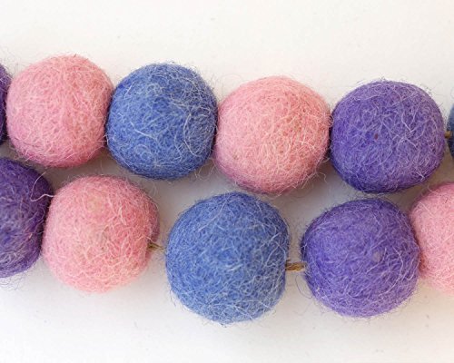 De Kulture Handmade Premium Wool Felt POM POM Garland Eco Friendly Halloween Wall Hanging Home Office Theam Party Holiday Decoration Banner| 48 Inch Long, Indigo Pink & Purple (Set of 2)