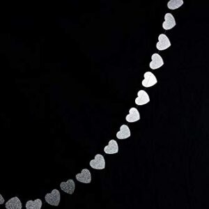 PaperLanternStore.com Silver Glitter Heart Shaped Paper Garland Banner (10FT)