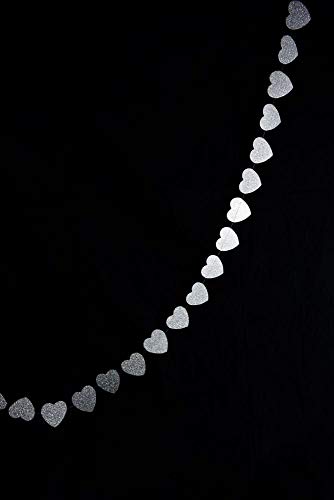 PaperLanternStore.com Silver Glitter Heart Shaped Paper Garland Banner (10FT)