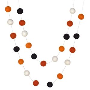 halloween felt ball garland- orange, tangerine, black, white- 1″ (2.5 cm) wool felt balls- autumn fall pumpkin