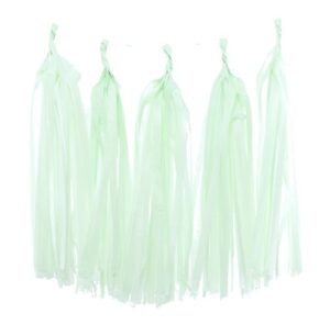 tissue paper garland, mint green party tassels (set of 5) – party backdrops, tassel banner, light green wedding streamers, baby shower party supplies