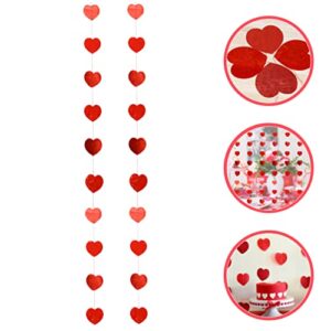 Gadpiparty 2 Sets Red Heart Paper Garland Love Heart Banner Garland Wedding Love Hanging Garlands Anniversary Streamer Banner for Valentines Day Hanging Decorations