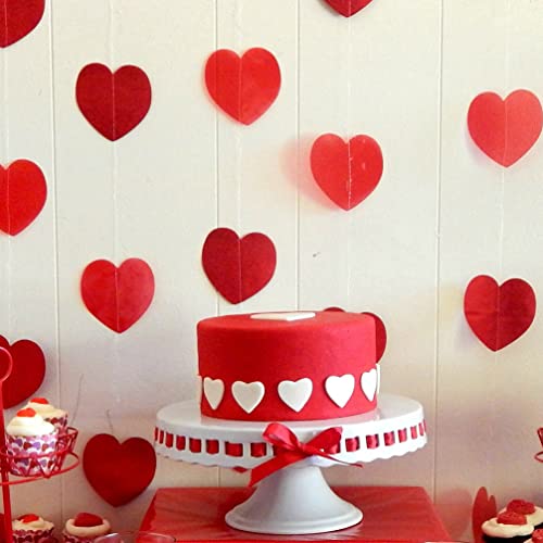 Gadpiparty 2 Sets Red Heart Paper Garland Love Heart Banner Garland Wedding Love Hanging Garlands Anniversary Streamer Banner for Valentines Day Hanging Decorations