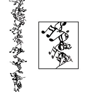 beistle 57673-bk gleam n flex musical notes garland, 25, black (value 3-pack)