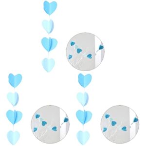 abaodam 3pcs dark for light banner party shape festival hanging decoration bunting birthday heart blue streamers wall supplies wedding event ornaments paper blue+ m love garland