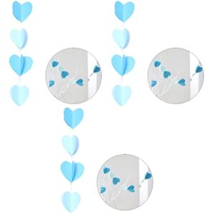 Abaodam 3pcs Dark for Light Banner Party Shape Festival Hanging Decoration Bunting Birthday Heart Blue Streamers Wall Supplies Wedding Event Ornaments Paper Blue+ M Love Garland