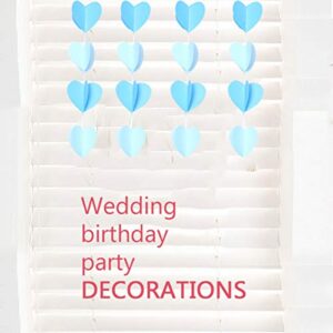 Abaodam 3pcs Dark for Light Banner Party Shape Festival Hanging Decoration Bunting Birthday Heart Blue Streamers Wall Supplies Wedding Event Ornaments Paper Blue+ M Love Garland