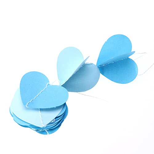 Abaodam 3pcs Dark for Light Banner Party Shape Festival Hanging Decoration Bunting Birthday Heart Blue Streamers Wall Supplies Wedding Event Ornaments Paper Blue+ M Love Garland