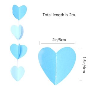 Abaodam 3pcs Dark for Light Banner Party Shape Festival Hanging Decoration Bunting Birthday Heart Blue Streamers Wall Supplies Wedding Event Ornaments Paper Blue+ M Love Garland