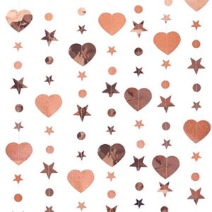 Rose Gold Party Decorations Backdrop Garland I Twinkle Star and Heart Hanging Banner for Bridal Shower Bachelorette Party Wedding Prom Favors