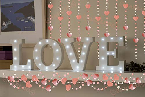 Rose Gold Party Decorations Backdrop Garland I Twinkle Star and Heart Hanging Banner for Bridal Shower Bachelorette Party Wedding Prom Favors